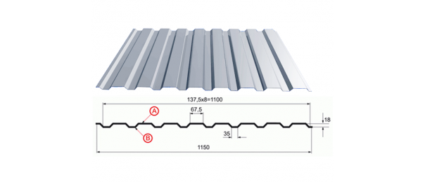 Профнастил оцинкованный С-20 1100x3000 купить недорого в Щелково